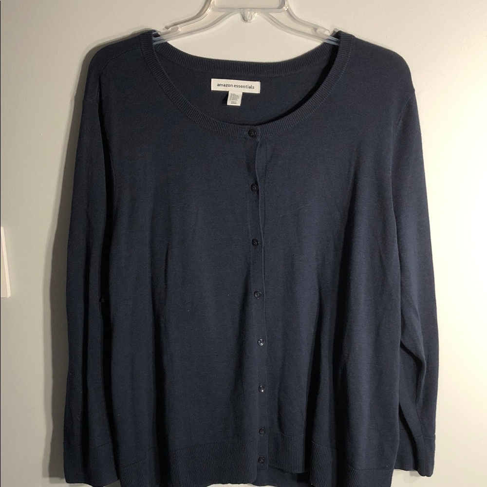 NWOT Womens plus Amazon Essentials Navy Blue Button-Up Cardigan